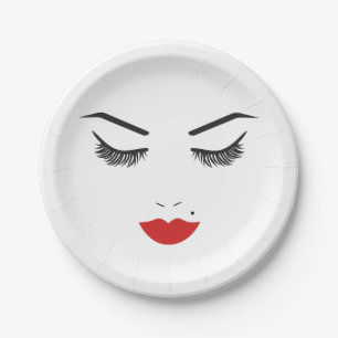 Plato De Papel Belleza maquillada Enfrentamientos y Salón De Labi