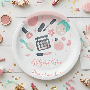 Plato De Papel Belleza spa glitz y fiesta de cumpleaños glam