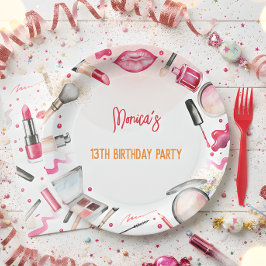 Plato De Papel Belleza y maquillaje fiesta de cumpleaños