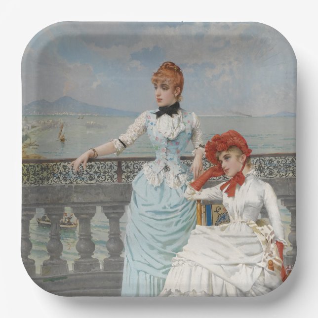 Plato De Papel Bellezas napolitanas (jóvenes italianas elegantes) (Anverso)