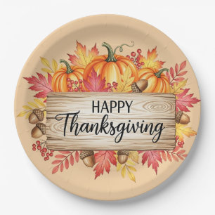 Plato De Papel Bendiciones de Otoño – Día de Acción de Gracias Rú