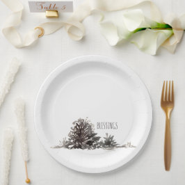 Plato De Papel Bendiciones simples de color de agua de los tonos 