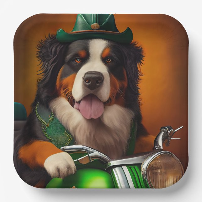 Plato De Papel Berenesa Montaña Driving Bike St. Patrick's Day (Anverso)