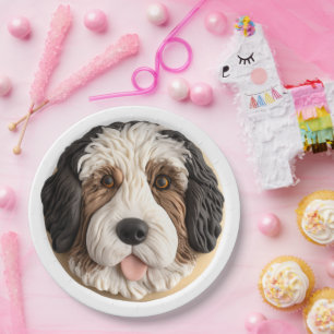 Plato De Papel Bernedoodle Dog 3D Inspirado