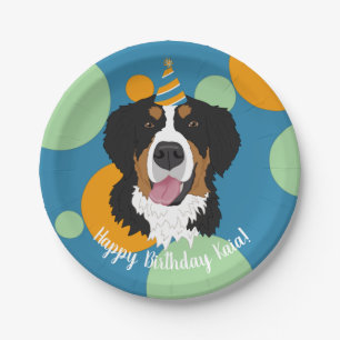 Plato De Papel Bernese Mountain Dog Birthday