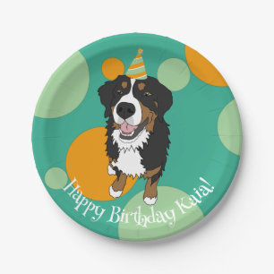 Plato De Papel Bernese Mountain Dog Birthday
