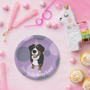 Plato De Papel Bernese Mountain Dog Birthday