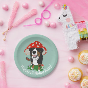 Plato De Papel Bernese Mountain Dog Birthday