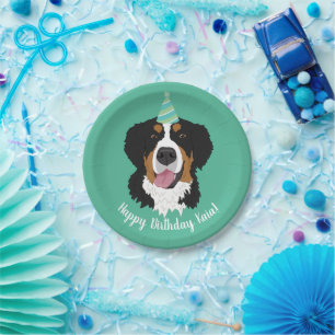 Plato De Papel Bernese Mountain Dog Birthday