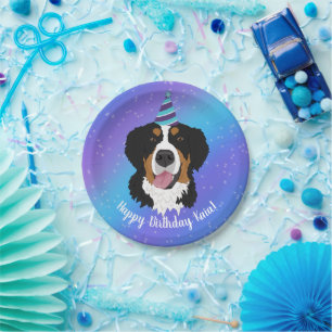 Plato De Papel Bernese Mountain Dog Birthday