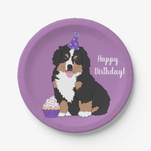 Plato De Papel Bernese Mountain Dog Puppy Birday  