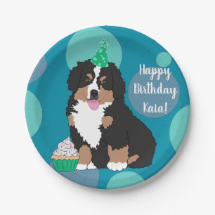 Plato De Papel Bernese Mountain Dog Puppy Birday