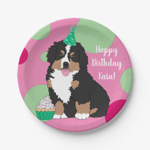 Plato De Papel Bernese Mountain Dog Puppy Birday