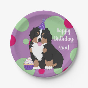 Plato De Papel Bernese Mountain Dog Puppy Birday