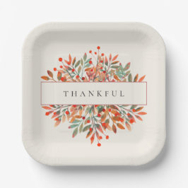 Plato De Papel Berries Rojas Botánicas y deja Personalizable de m