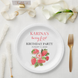 Plato De Papel Berry 1er cumpleaños Fiesta Fresa frutal verano
