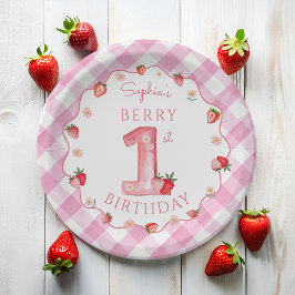 Plato De Papel Berry 1er cumpleaños Wavy