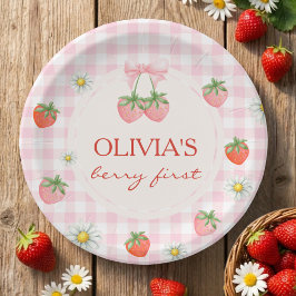 Plato De Papel Berry 1st birthday strawberry Paper Plate