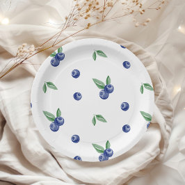Plato De Papel Berry azul acuarela