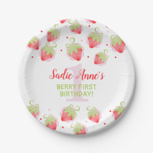 Plato De Papel Berry Berry Sweet Strawberry Birthday