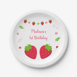 Plato De Papel Berry de fresa dulce cumpleaños