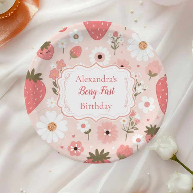 Plato De Papel Berry de fresa roja primer Fiesta de cumpleaños (Subido por el creador)