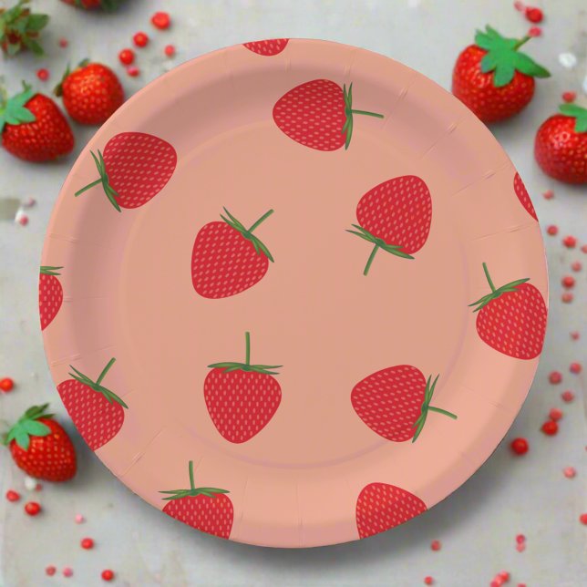 Plato De Papel Berry de fresas rojas dulce Baby Shower cumpleaños (Subido por el creador)