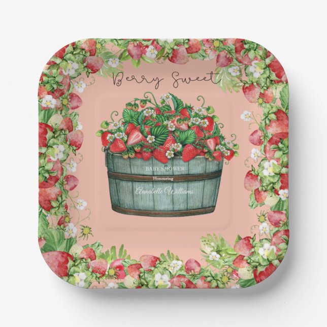 Plato De Papel berry dulce baby ducha bebé (Anverso)