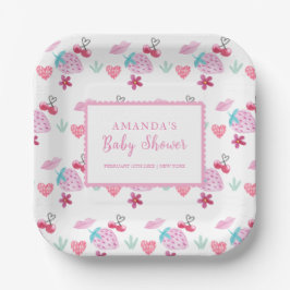 Plato De Papel Berry dulce dulce rosa Valentine Baby Shower