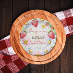 Plato De Papel Berry en el amor fresa en la ducha de novia impres<br><div class="desc">Berry en el amor fresa ducha de novia monograma plancha de papel impreso,  verano jardín fresa berry temática ducha de novia decoración de mesa personalizada fresas y marea temática de jardín en platos de amor</div>