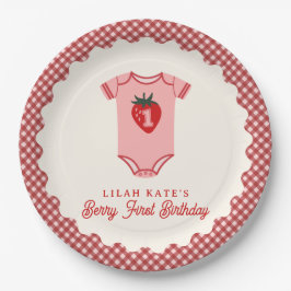 Plato De Papel Berry First Birday Strawberry Bodysuit