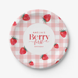 Plato De Papel Berry First Birday Strawberry Chica