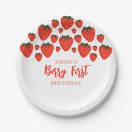 Plato De Papel Berry First Birday Strawberry Design