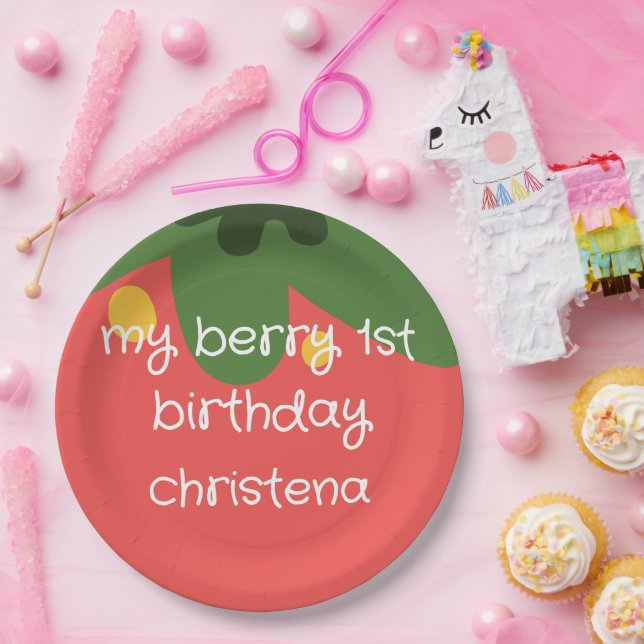 Plato De Papel Berry First Birthday (Fiesta)