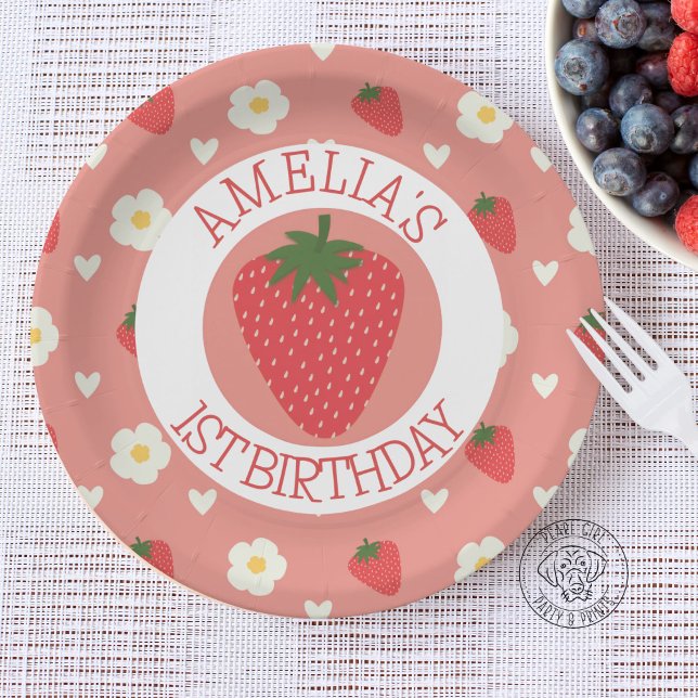 Plato De Papel Berry First Birthday (Subido por el creador)