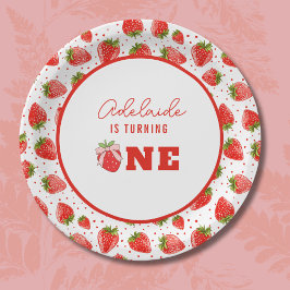 Plato De Papel Berry First Birthday 1er cumpleaños Fiesta de fres