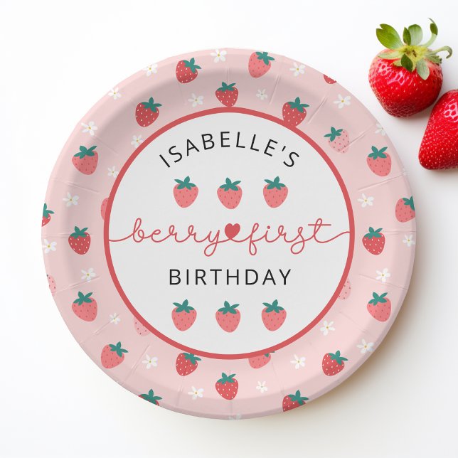 Plato De Papel Berry First Birthday 1er cumpleaños Fiesta de fres (Subido por el creador)