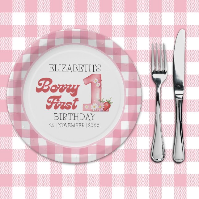 Plato De Papel "Berry First Birthday Cute Birthday 1st Girl  (Subido por el creador)