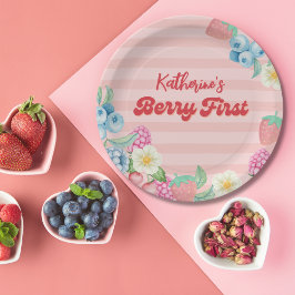 Plato De Papel Berry First Birthday Fruit Theme 1º cumpleaños