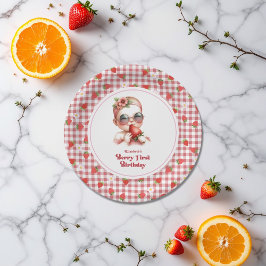 Plato De Papel Berry First Birthday Gingham