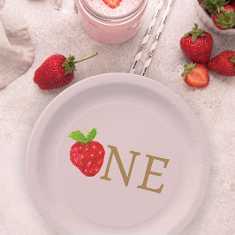 Plato De Papel Berry First First Strawberry Birthday