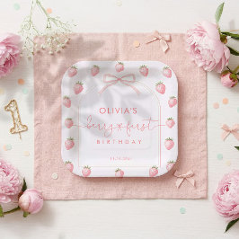 Plato De Papel Berry First Girl Birthday 