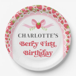 Plato De Papel Berry First Strawberry 1er cumpleaños 9" Ronda