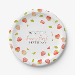 Plato De Papel Berry First Strawberry Birthday Party