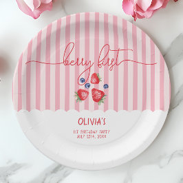 Plato De Papel Berry First Strawberry Red Chica Primer Fiesta de 