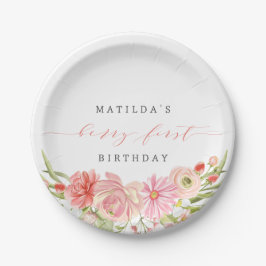 Plato De Papel Berry First Strawberry Summer 1º cumpleaños |