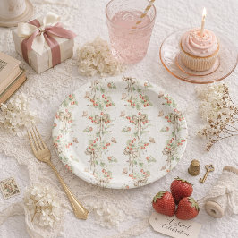 Plato De Papel Berry Floral Butterfly First Birthday