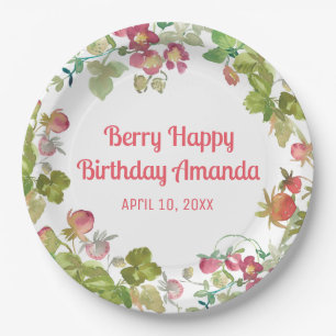 Plato De Papel Berry Happy Strawberry Birday