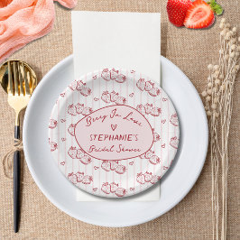 Plato De Papel Berry In Love Pink Red Strawberry Bridal Shower