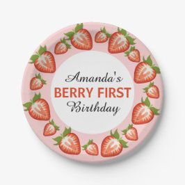Plato De Papel Berry primer cumpleaños Berry Chica Strawberry ros